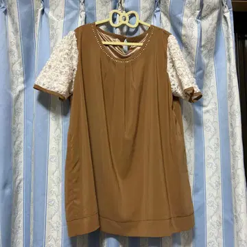 민트브리즈 MB 비즈 장식 브라운 튜닉 반팔