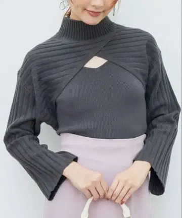 MERCURYDUO 2way 크롭 니트 그레이