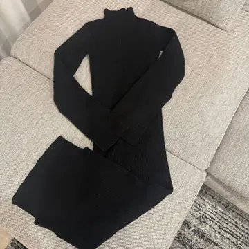 juemi 블랙 리브 니트 원피스