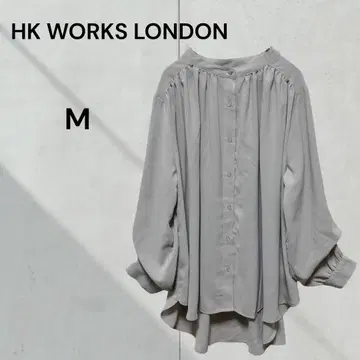 HK WORKS LONDON 개더 블라우스 쉬폰풍 드롭 숄더