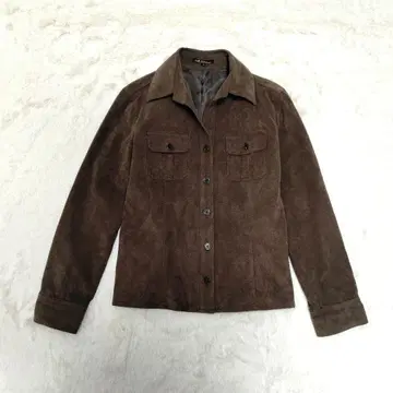 23구 스웨이드풍 셔츠 브라운 38 인조 가죽
