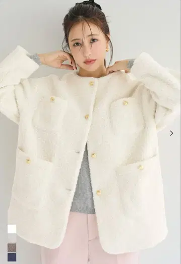 coca 푸들 금장 버튼 노카라 코트