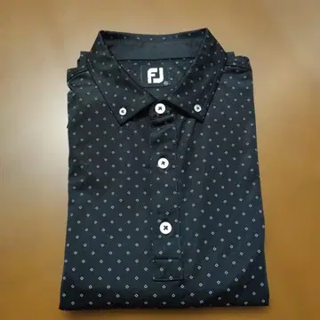 FJ 블랙 도트 무늬 긴팔 피케 셔츠 3XL