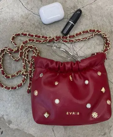 EVRIS 빨간색 복조리형 숄더백 비쥬 최저가 레드 갸루