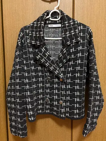 ZARA 체크 무늬 더블 브레스트 자켓