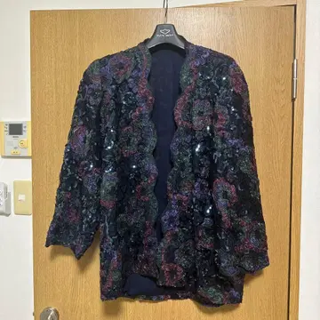 비즈 자수 노카라 자켓