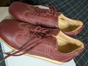 미사용 가죽 캐주얼 슈즈 버건디