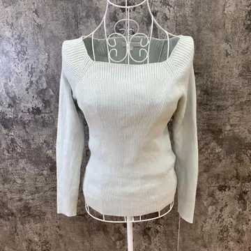 PROPORTION 긴팔 니트 스퀘어 넥 성숙/러블리 스카이블루 (2)