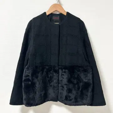 TOMORROWLAND 몰 체크 퍼 페플럼 자켓 36