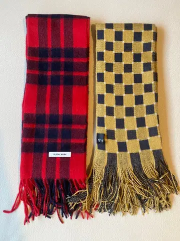 남성 머플러 2개 세트 글로벌 워크 (레드) 다케오 키쿠치 (네이비)