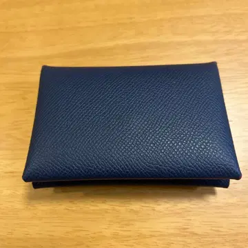 네이비 가죽풍 카드 케이스 이단 접이