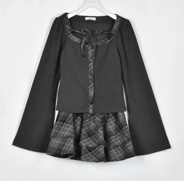 evelyn 체크 컷 셋업 차콜