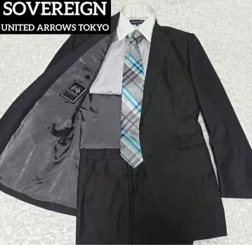 소버린 유나이티드 애로우즈 수트 실크 혼방 차콜 그레이 44