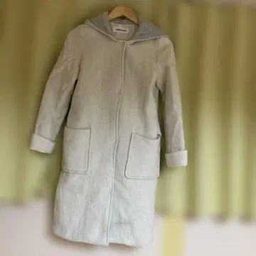 S 사이즈 상당 매쉬 매쉬 울 코트 후드 부착 따뜻한 화이트