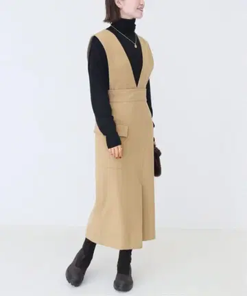 스픽 앤 스팬 2way 울 혼방 오버롤 스커트 원피스 무지