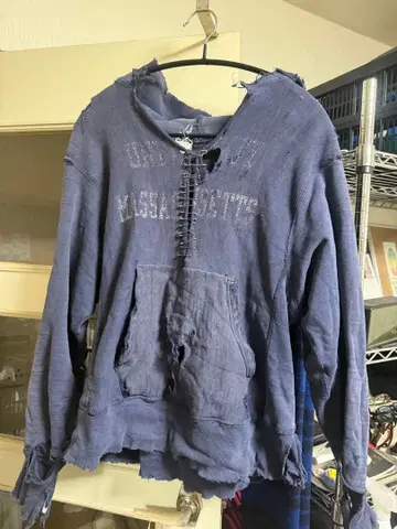 데미지 가공 네이비 50s 후드티