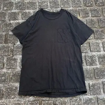 하나뿐인 90s 포켓T 블랙 페이드 보로 그런지 블리치