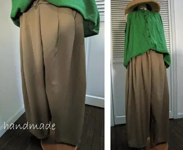 핸드메이드 벌룬 팬츠 모폴리 허리밴딩 턱 카멜 베이지 L