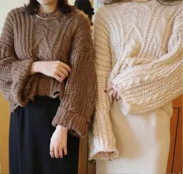 Acka 브라운 니트 스웨터 오버 사이즈