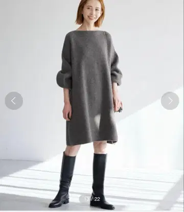 새상품급 슬로브 이에나 파인 울 니트 미니 원피스 그레이