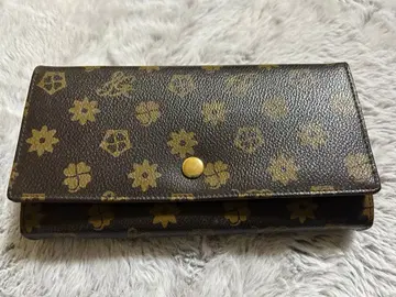꽃무늬 엠보 장지갑 브라운 x 골드 장지갑 대용량