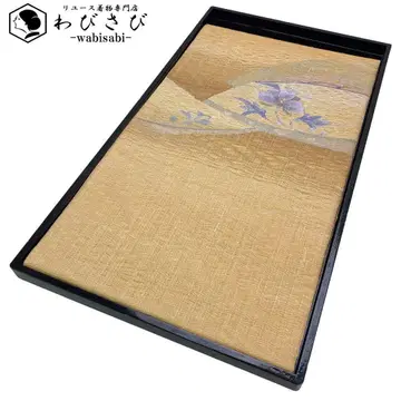 후쿠로 오비 스쿠이오리 초화 무늬 밀짚색 O-2245