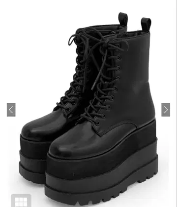 통굽 3단 밑창 레이스업 부츠