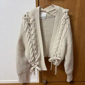 FRAYl.D 프레이 아이디 아이보리 뜨개질 디자인 가디건