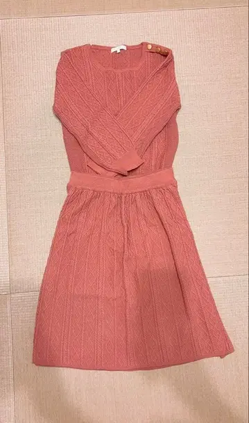 프로포션 셋업 핑크 니트 스커트 긴팔