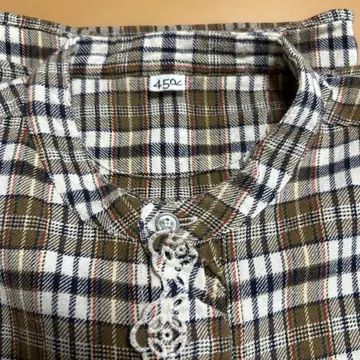 45R 헨리컷 체크 블라우스