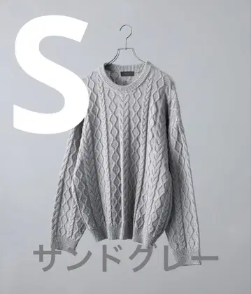 CLEL 호일 프린트 케이블 크루넥 니트 S 그레이