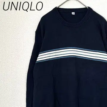 UNIQLO 니트 스웨터 크루넥 보더 심플 원포인트