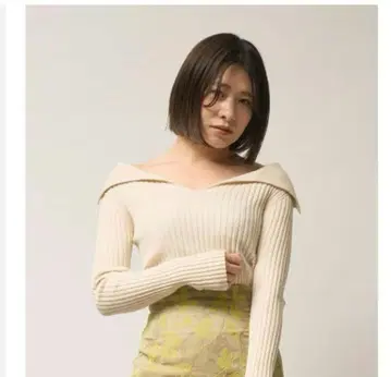 프레이 아이디 와이드 리브 오픈 카라 니트