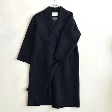 택 있음 NANO universe PURE LAMBS 리버 롱 코트 블랙