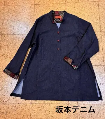 [컨디션 최상] 사카모토 데님 에도 블랙 염색 풀오버 L 사이즈 일본제