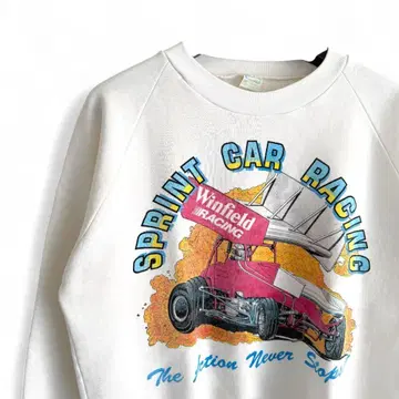 90s USA 빈티지 레이싱 맨투맨 화이트 B1