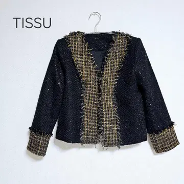 TISSU 노카라 자켓 이탈리아제 스팽글 프린지