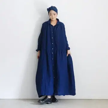 ichi Antiquites [ 새상품 ] 최신 인디고 린넨 원피스