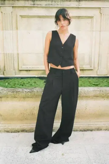 택 포함 새상품 ZARA 여성용 슬랙스 XS 블랙