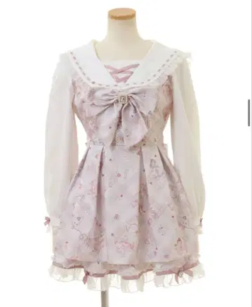 LIZLISA 리즈리사 베어 패턴 셋업 긴팔 핑크