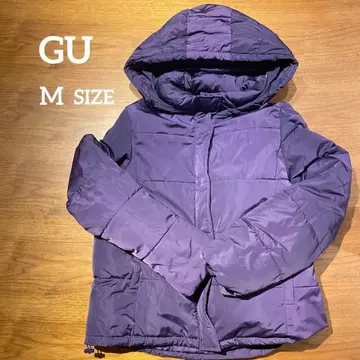 새상품급 여성용 GU 퍼플 후드 부착 다운 자켓 M 사이즈