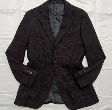 컨디션 최상 유니버설 랭귀지 REDA 언라이닝 자켓 린넨 실크 울 브라운