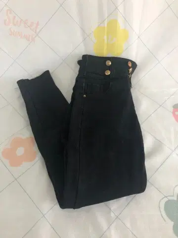 블랙 스키니 팬츠 하이웨스트 데님