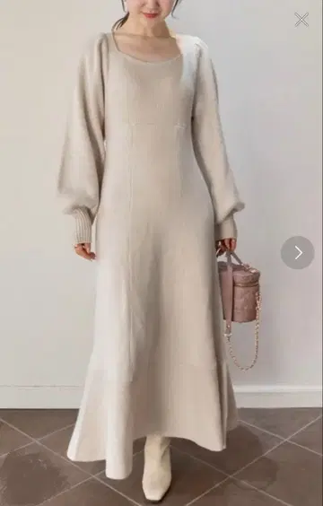 RANDA 스퀘어 넥 롱 원피스