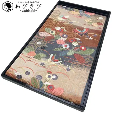 후쿠로 오비 당직 나비 꽃 무늬 가로 단 그라데이션 금실 O-4946