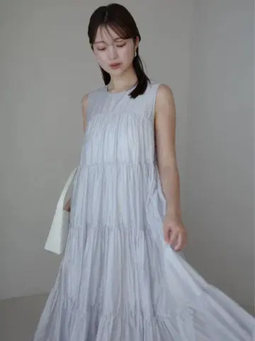 미사용 새상품 anuans 텐셀 리치 오간 티어드 원피스