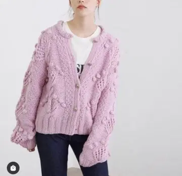 MADEMOISELLE ROPE 팝콘 핸드 니트 가디건