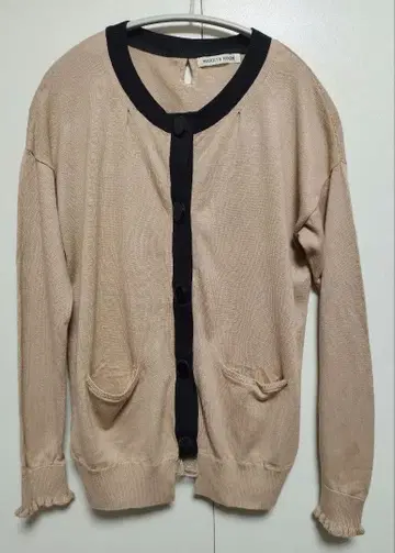 마릴린문 가디건 비쥬 버튼 튤 밑단