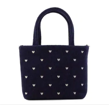 Loverary 하트 무늬 자수 토트백 네이비 라브러리 바이 페이러