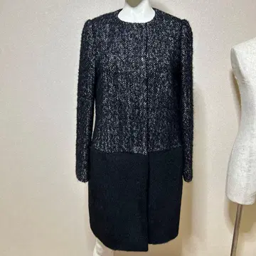 트위드 스타일 블랙 롱 코트 사이즈 1 S